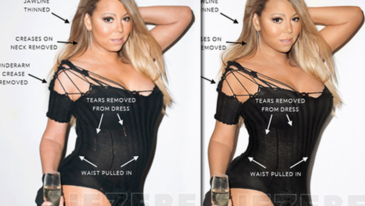 Bilderna på Mariah Carey retuscherades hårt.