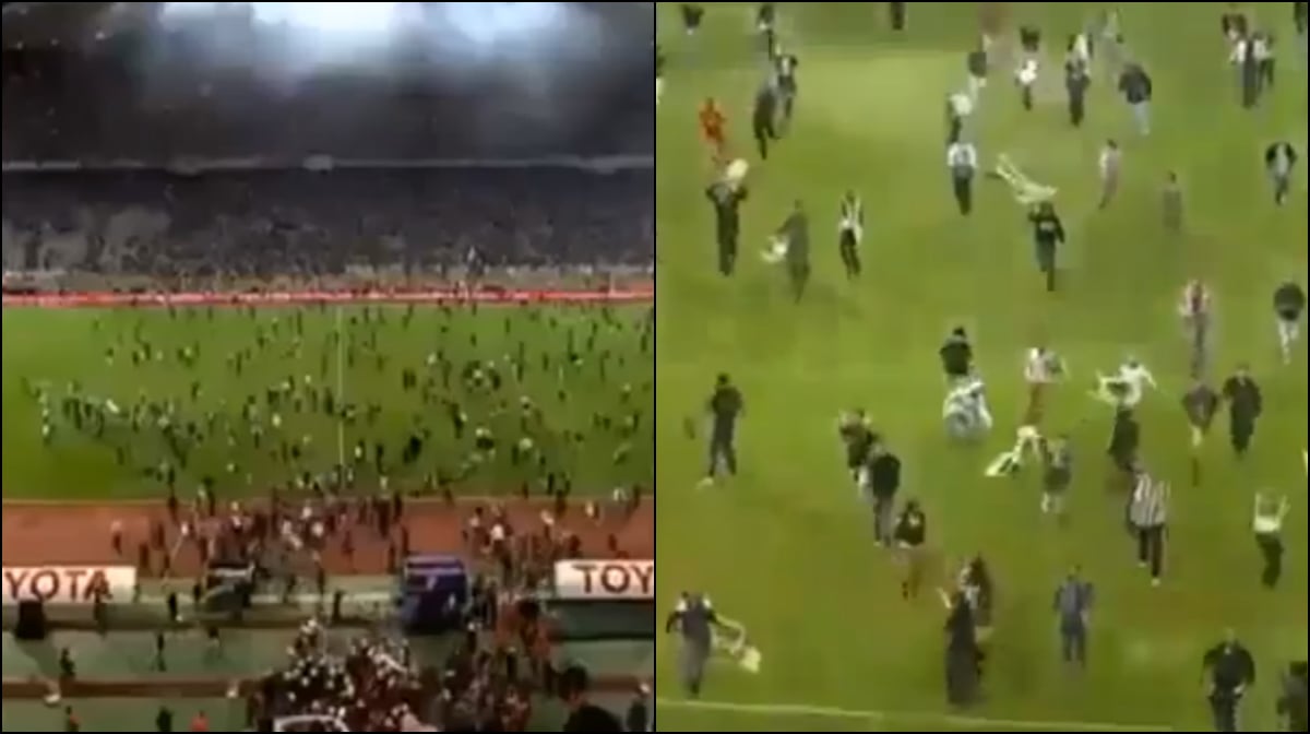 Fansen stormade planen och matchen fick avbrytas mellan Besiktas och Galatasaray.