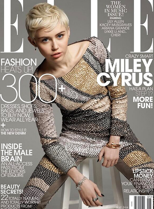 Miley Cyrus på omslaget till Elle.