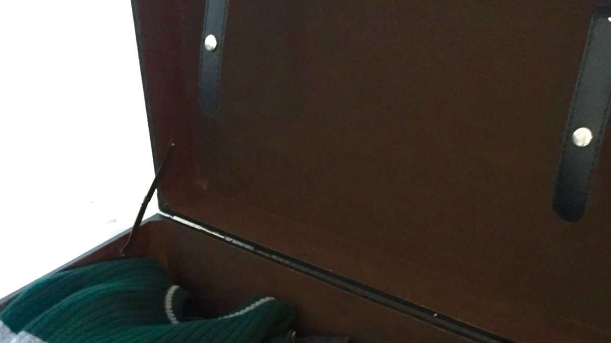 En koffert med Slytherin-kläder.