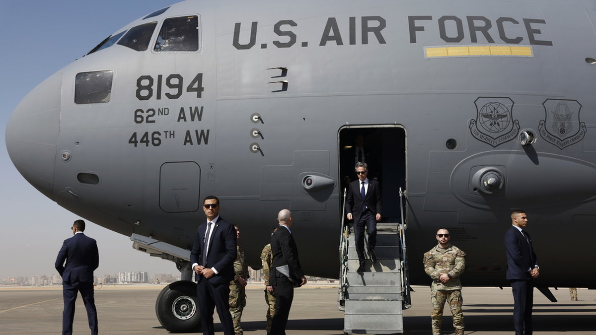 USA:s utrikesminister Antony Blinken landade i Kairo på torsdagen.