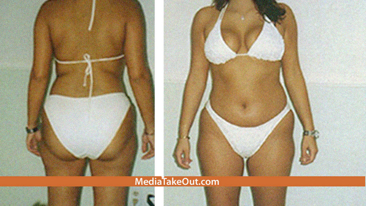 Så här ska Kim Kardashian ha sett ut innan sina operationer. Faksimil från Mediatakeout.com.