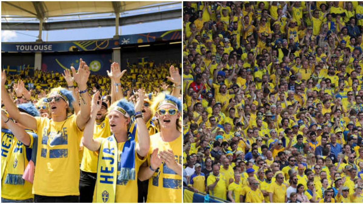 Kolla vidare i bildspelet för att se de svenska fansen kring matchen mot Italien.