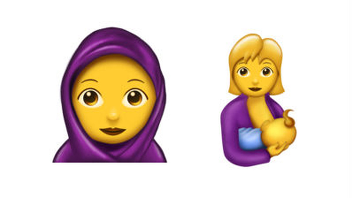 Bland annat kommer en emoji med hijab och en ammande kvinna.