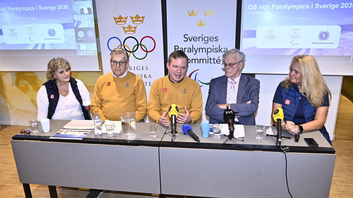 Presskonferensen där Sveriges möjligheter att få arrangera OS 2030 presenterades.