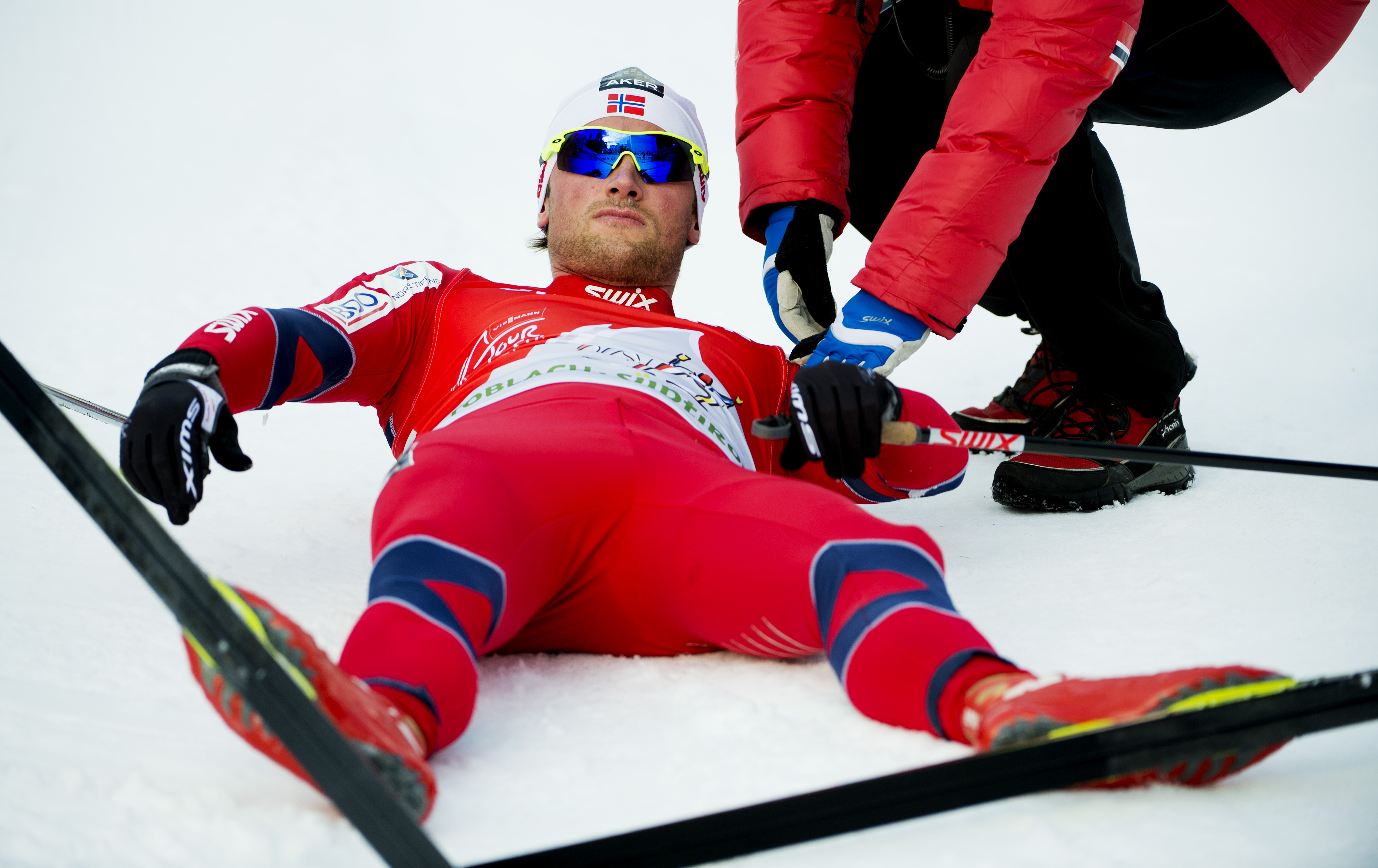 Petter Northug är lite trött efter sin andraplats på fem kilometer klassisk stil. 