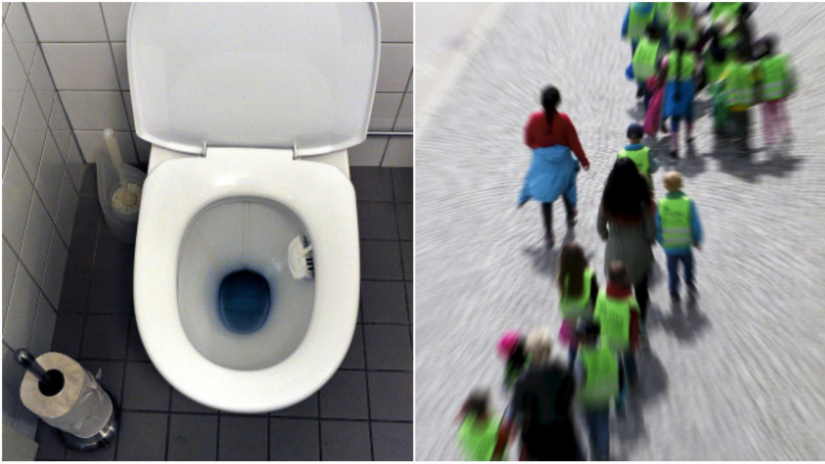 Ett skolbarn på skolan i en kommun i Småland behövde gå på toaletten, som låg bredvid matrummet.