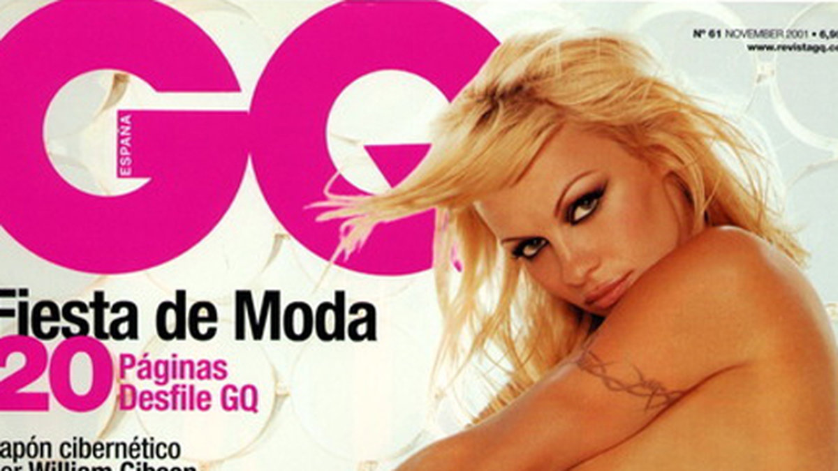 Pamela på omslaget till GQ år 2001.