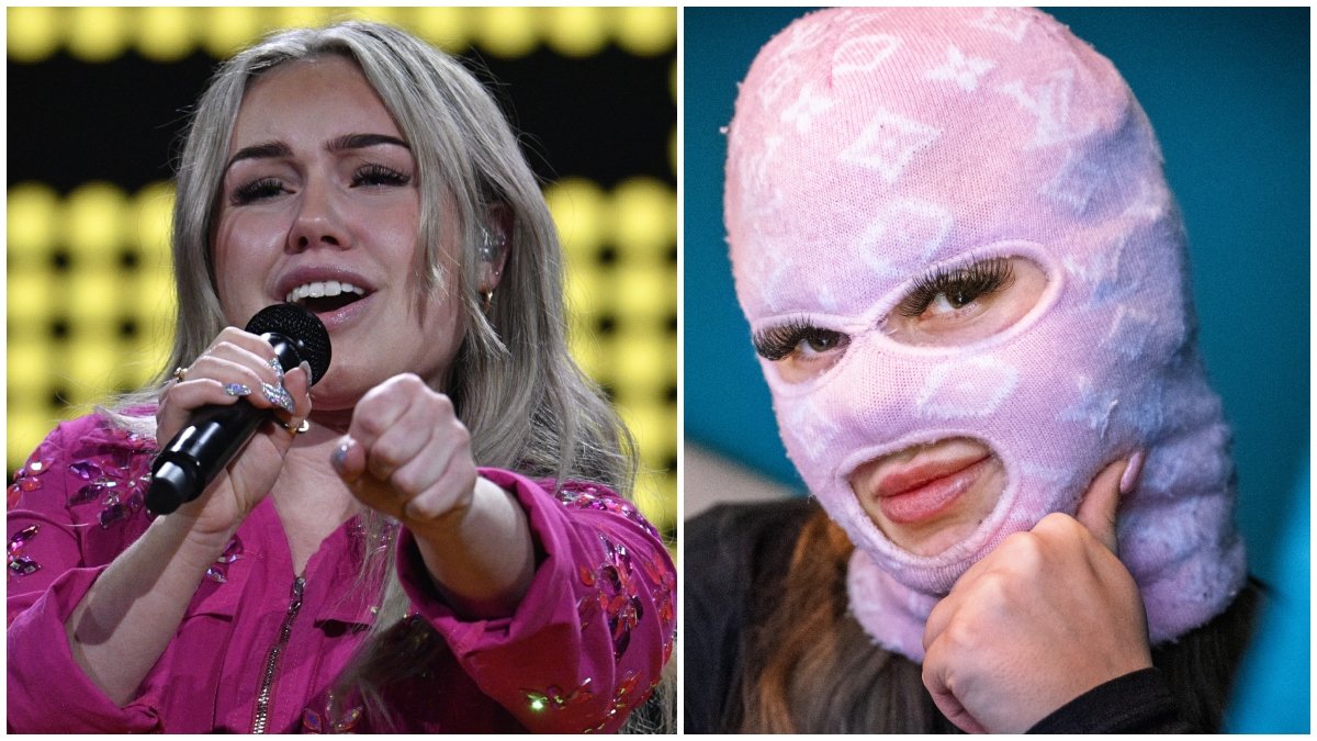 Lia Larsson och Fröken Snusk tävlar i Melodifestivalen. 