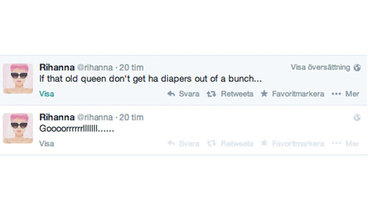 Rihanna svarade på Sheens attack på Twitter. Ouch...