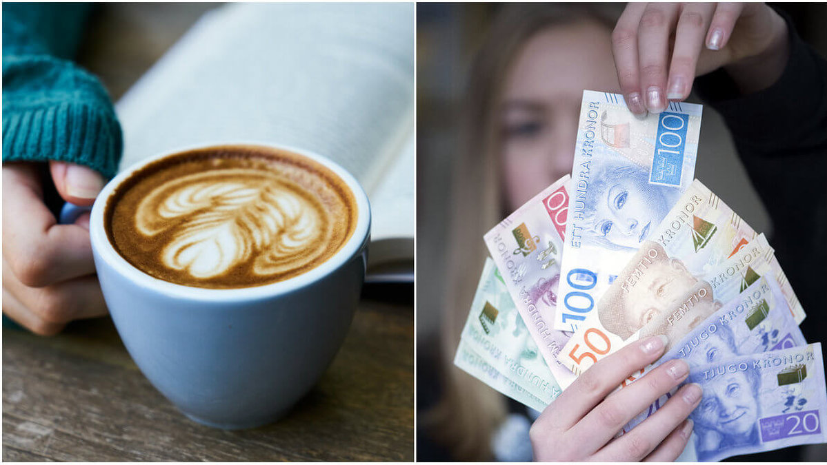 Kaffe latte och svenska sedlar