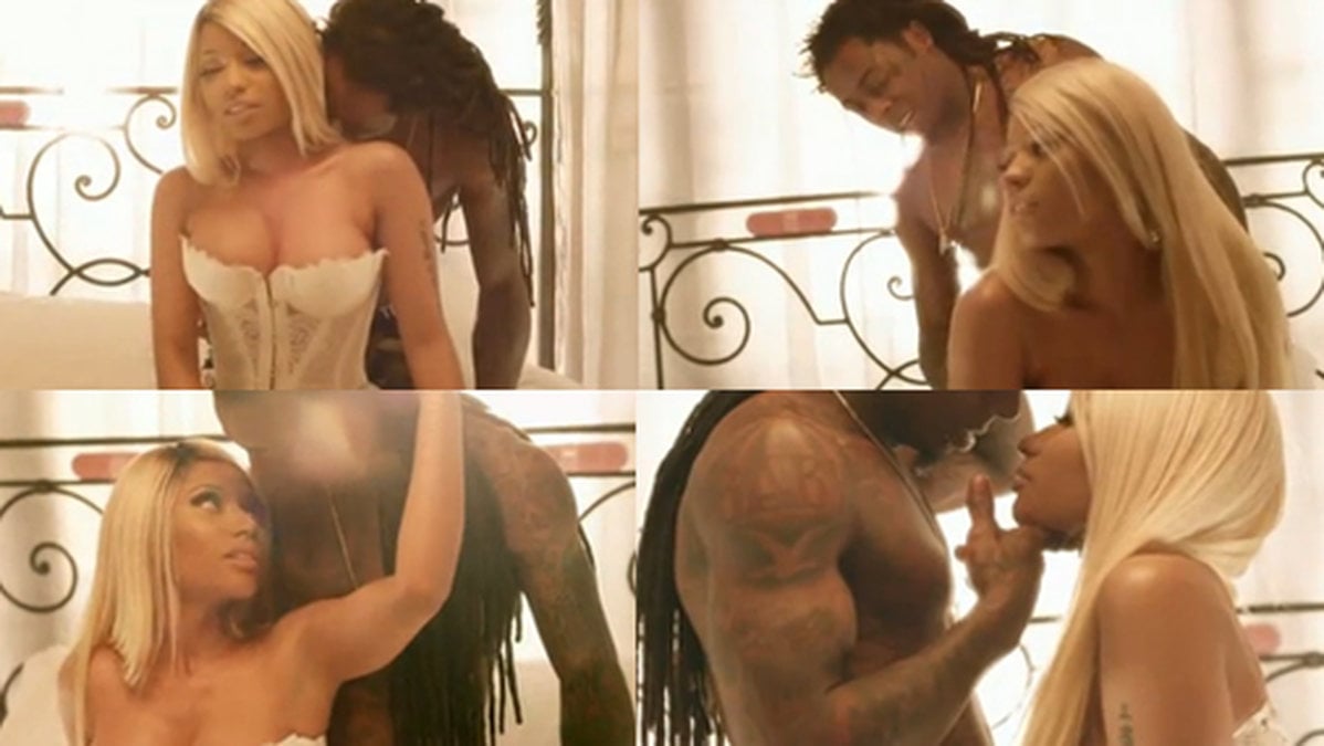 Nicki Minaj och Lil Wayne delar flera ömma stunder i videon.