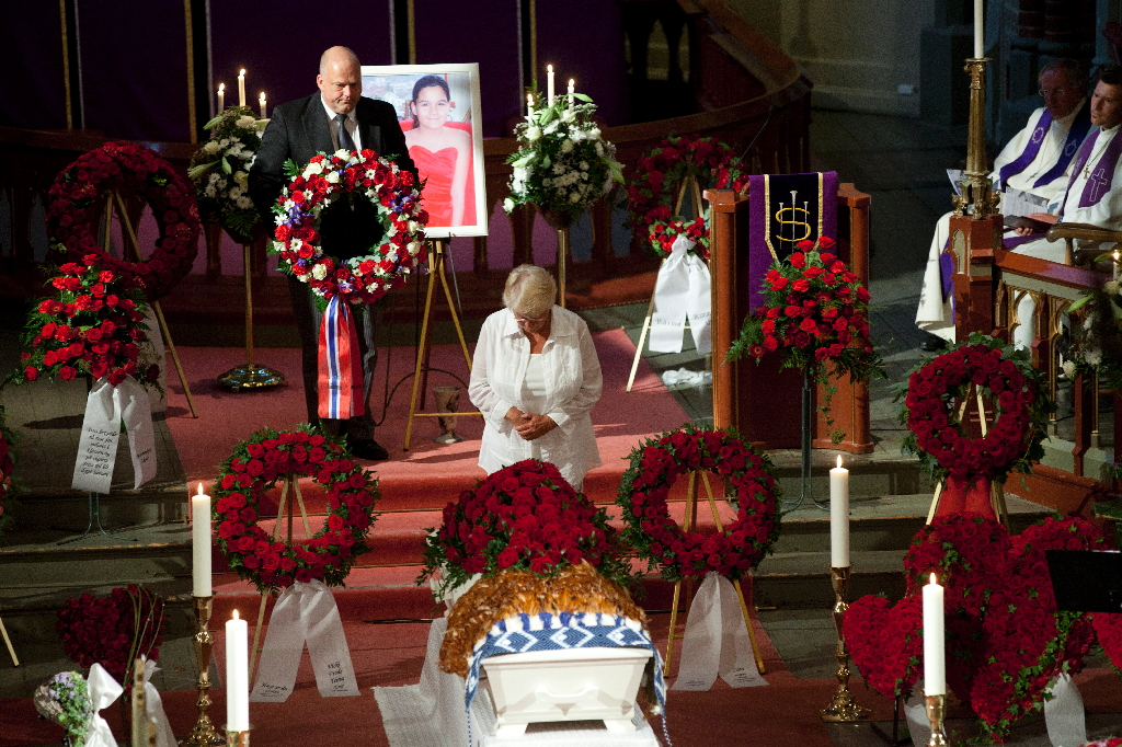 Gro Harlem Brundtland närvarade vid begravningen för offren på Utöya.
