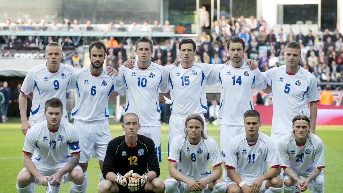 Islands startelva mot Sverige i landskampen den 30:e maj.