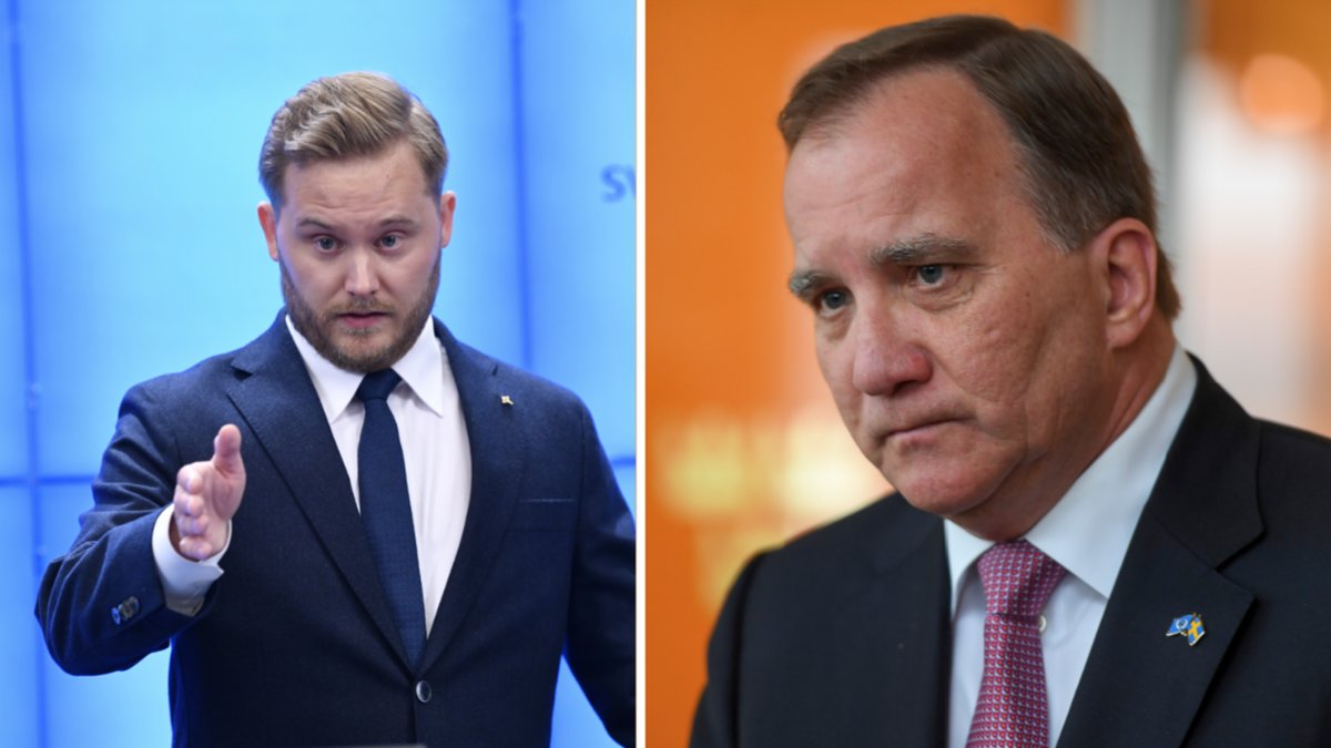 Sverigedemokraternas gruppledare Henrik Vinge och Stefan Löfven.