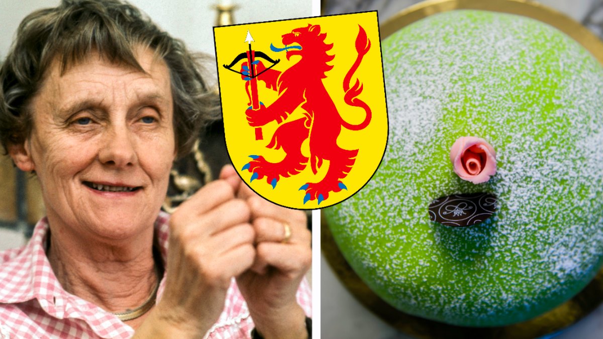 Astrid Lindgren och en tårta