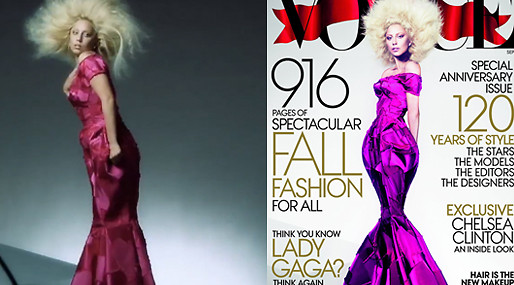 Tidningen Vogue trollade bort flera kilon på Lady Gaga och gav henne ett nytt ansikte. Till vänster: en oretuscherad Gaga. Till höger: Det färdiga omslaget. Tidningen Vogue trollade bort flera kilon på Lady Gaga och gav henne ett nytt ansikte. Till vänster: en oretuscherad Gaga. Till höger: Det färdiga omslaget.