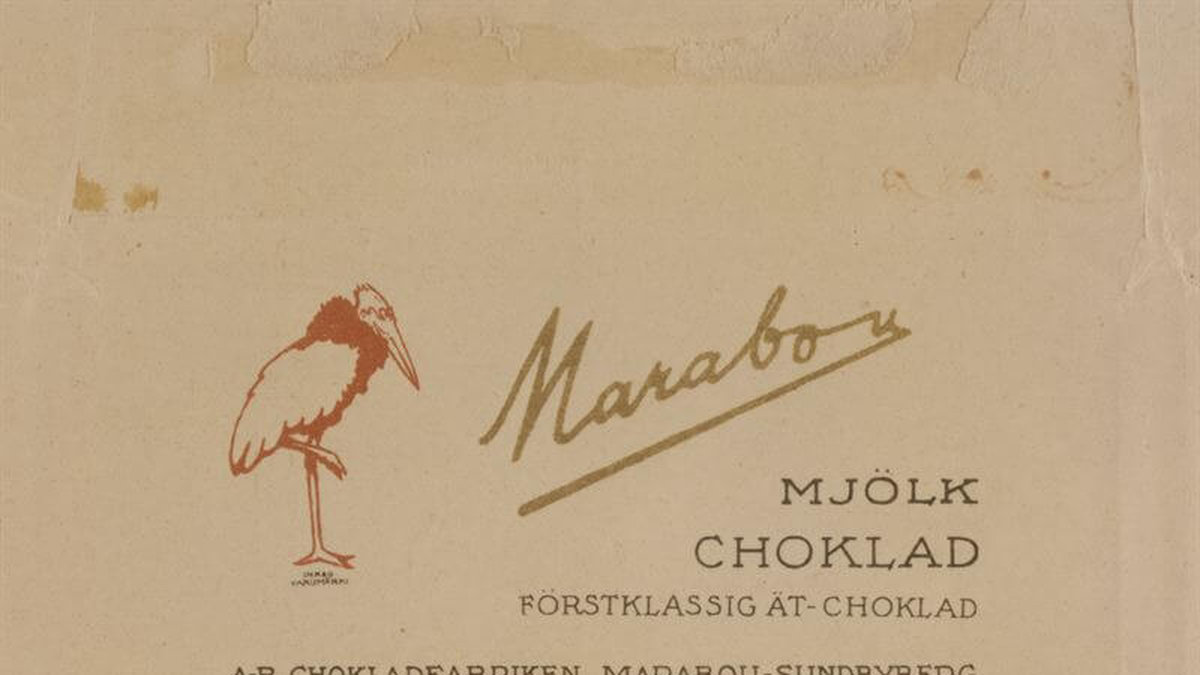 Omslag Marabou chokladkaka 1924. Marabou fick sitt namn lite av en slump. När det norska moderbolaget Freia skulle grunda sitt dotterbolag var namnet Freia nämligen redan upptaget i Sverige. I stället gav man företaget namnet Marabou efter de maraboustorkar som prydde Freias chokladförpackningar.