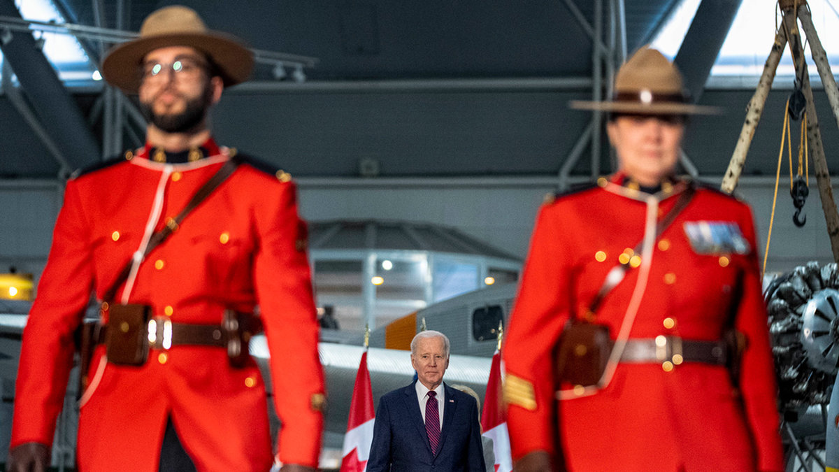USA:s president Joe Biden kommenterade drönarattacken vid ett besök i Kanada.