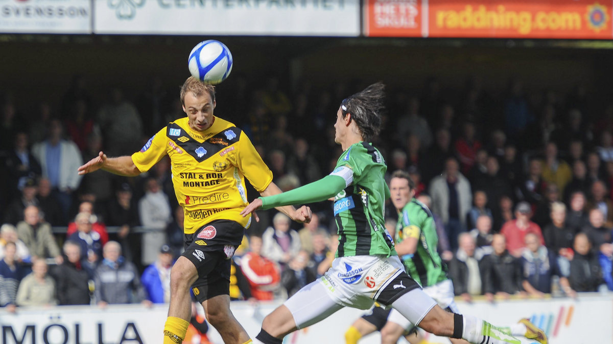 Pär Ericsson nickar in det matchavgörande 1-0-målet mot sin förra klubb Gais.