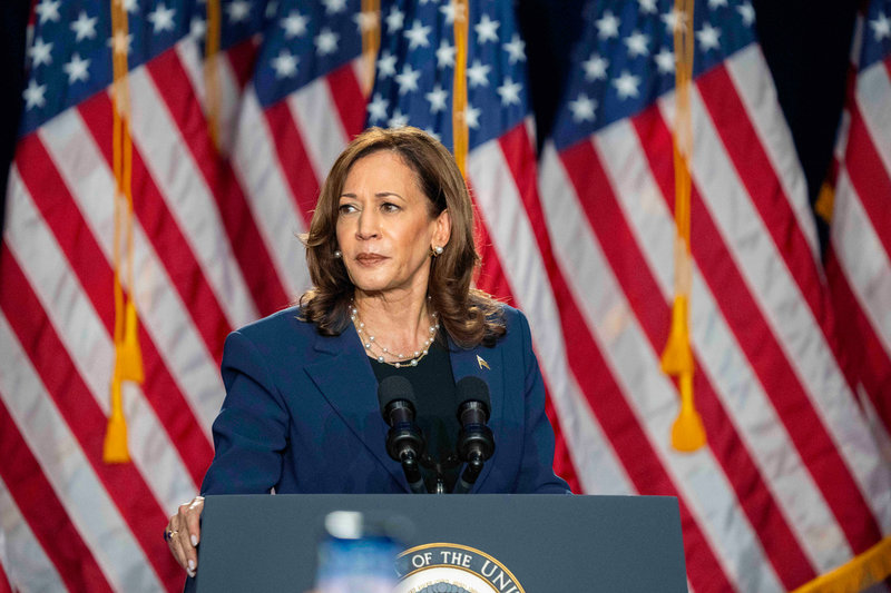USA:s vicepresident Kamala Harris på sitt första kampanjmöte i Milwaukee på tisdagen. Harris ser ut att bli Demokraternas presidentkandidat.