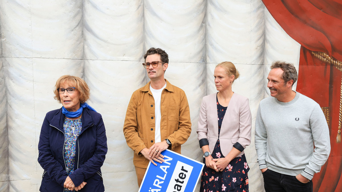 Eva Rydberg, Robert Rydberg, Birgitta Rydberg och Kalle Rydberg under pressträffen på tisdagen.