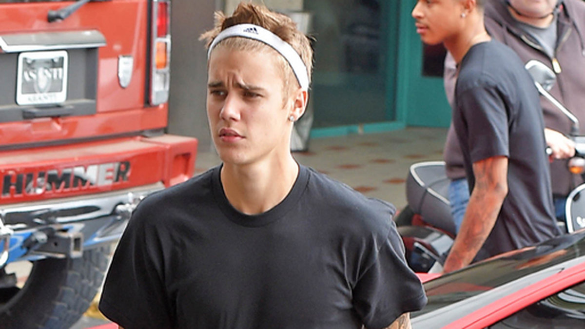Justin Bieber går till gymmet i Hollywood. 