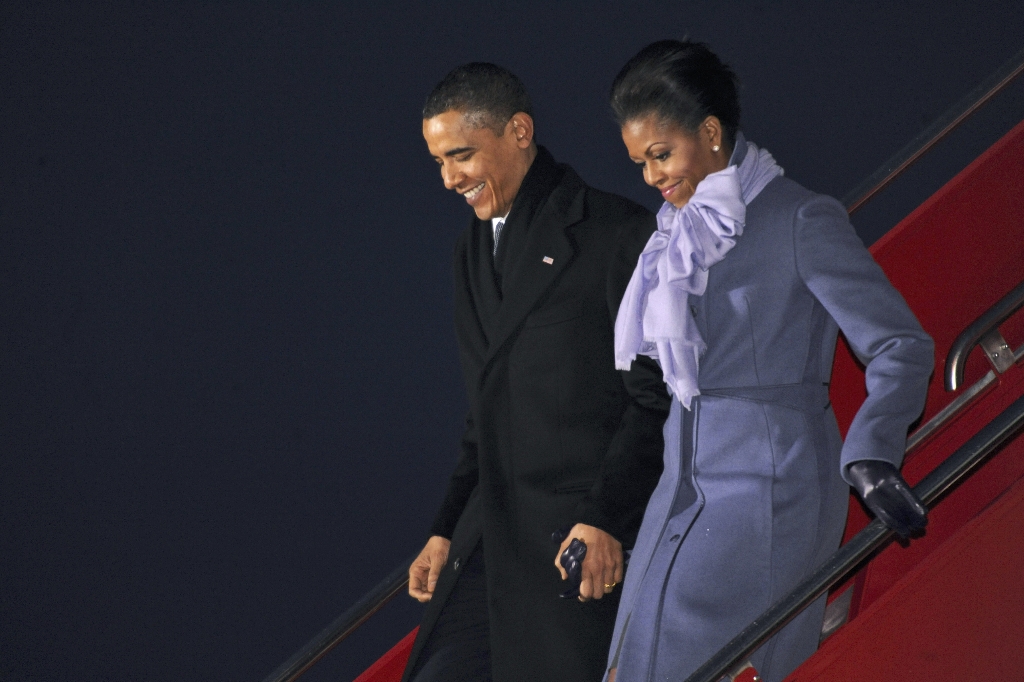 Barack Obama tillsammans med sin hustru, Michelle.