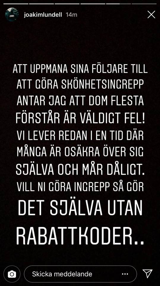 Från Joakim Lundell Instagram Från Joakim Lundell Instagram