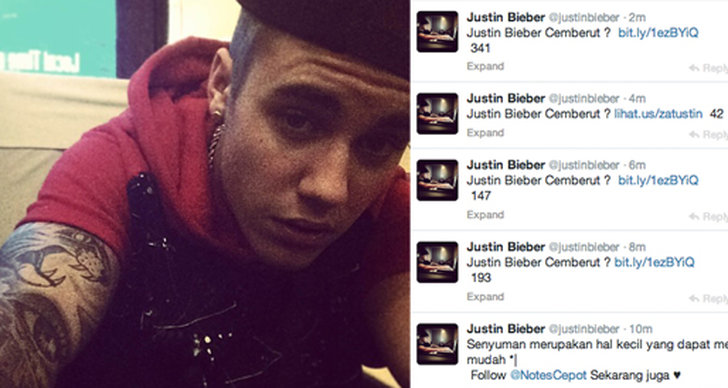 Justin Bieber, Twitter, Hackad, Betyder