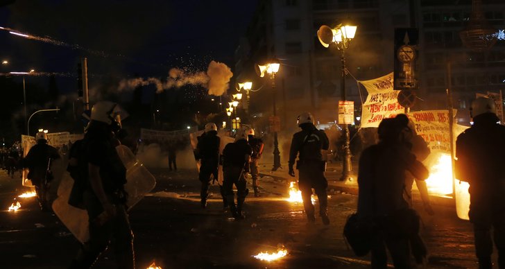 Demonstration, Skuldkris, Grekland, våld