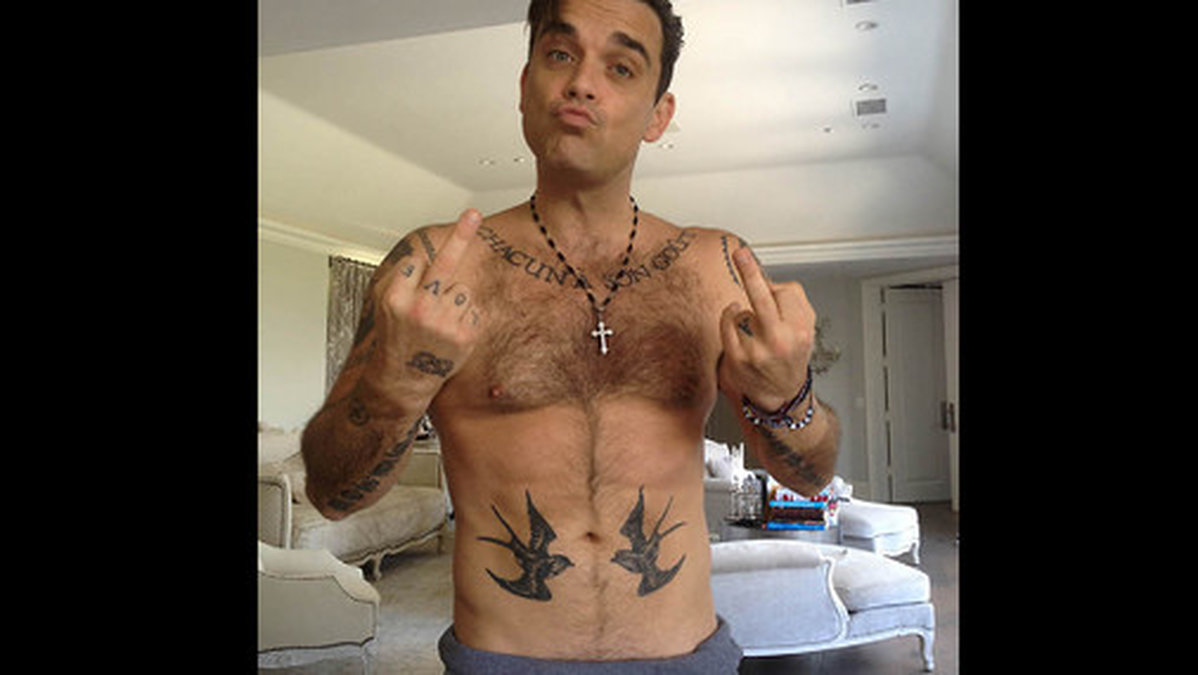 Robbie Williams dök upp i videochatten.