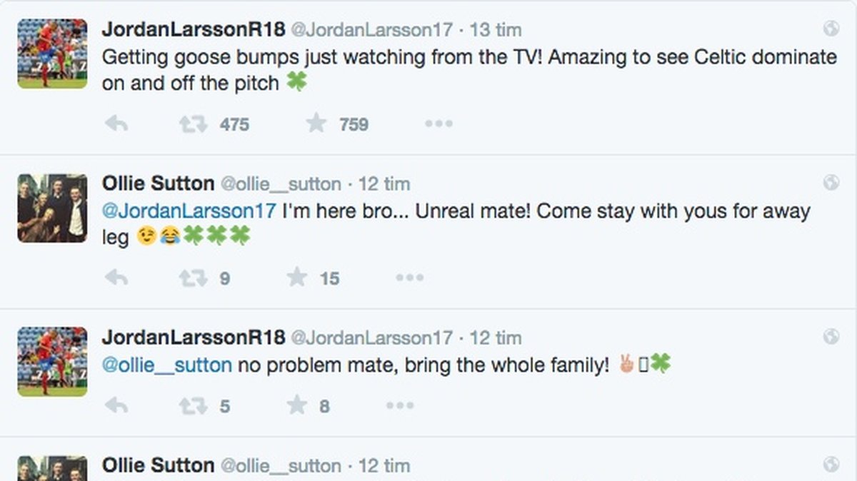 Det började med att han twittrade om matchen. Celtic ledde med 2–0 efter tio minuter.