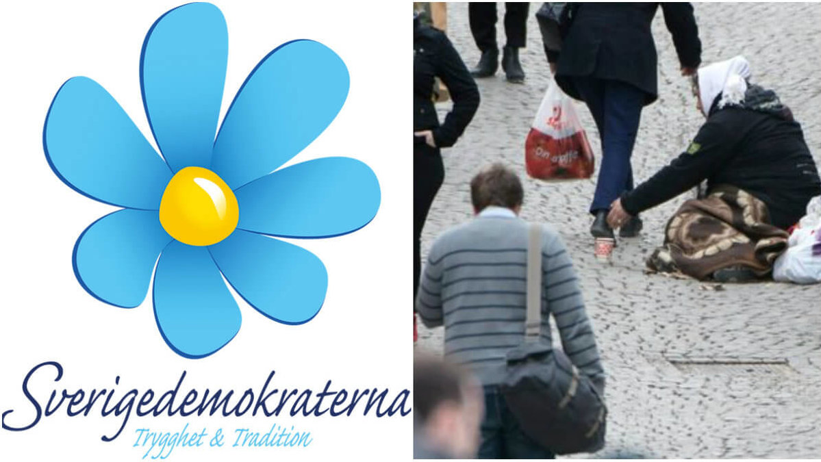 Sverigedemokraten klädde ut sig, i gamla kläder och med färg i ansiktet. 