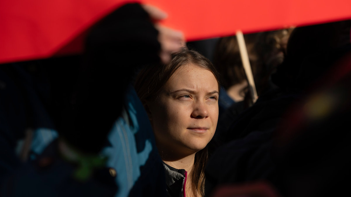 Greta Thunberg i Amsterdam på söndagen.