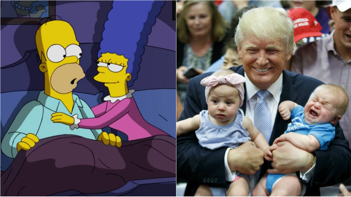 Trump hånas i ett klipp med familjen Simpsons. 