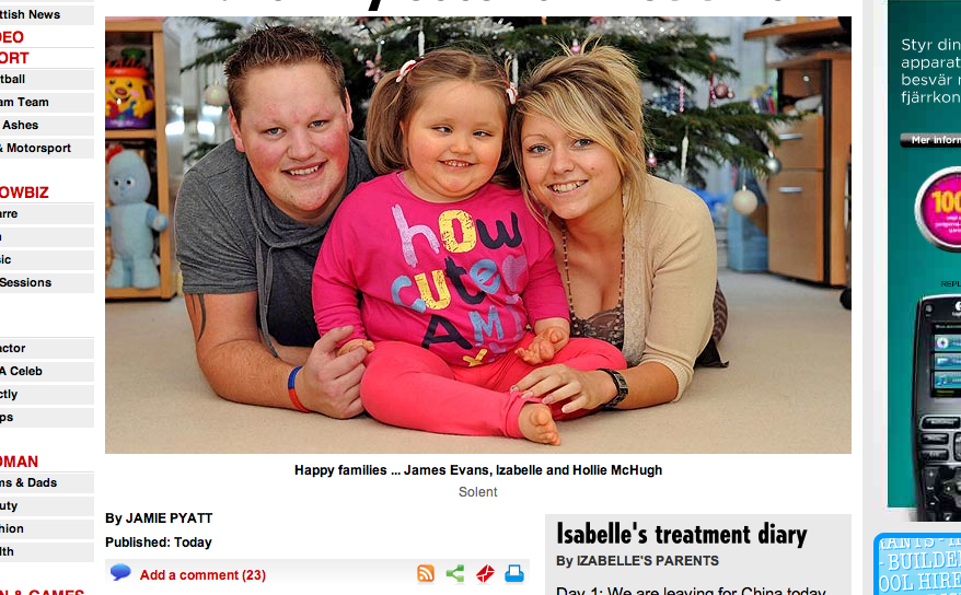 Izabelle, 4, har fått synen åter efter stamcellsbehandling. 