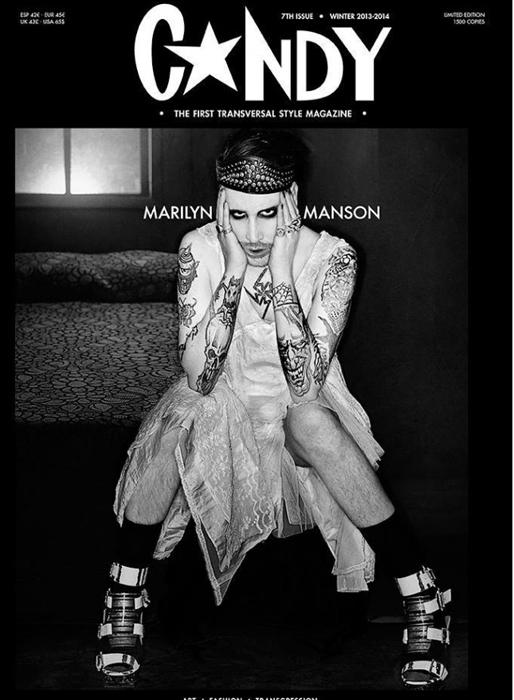 Marilyn Manson poserar även han på tidningens omslag. 