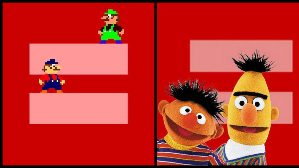 Kändispartwist på profilbilden: Mario och Luigi respektive Bert och Ernie.