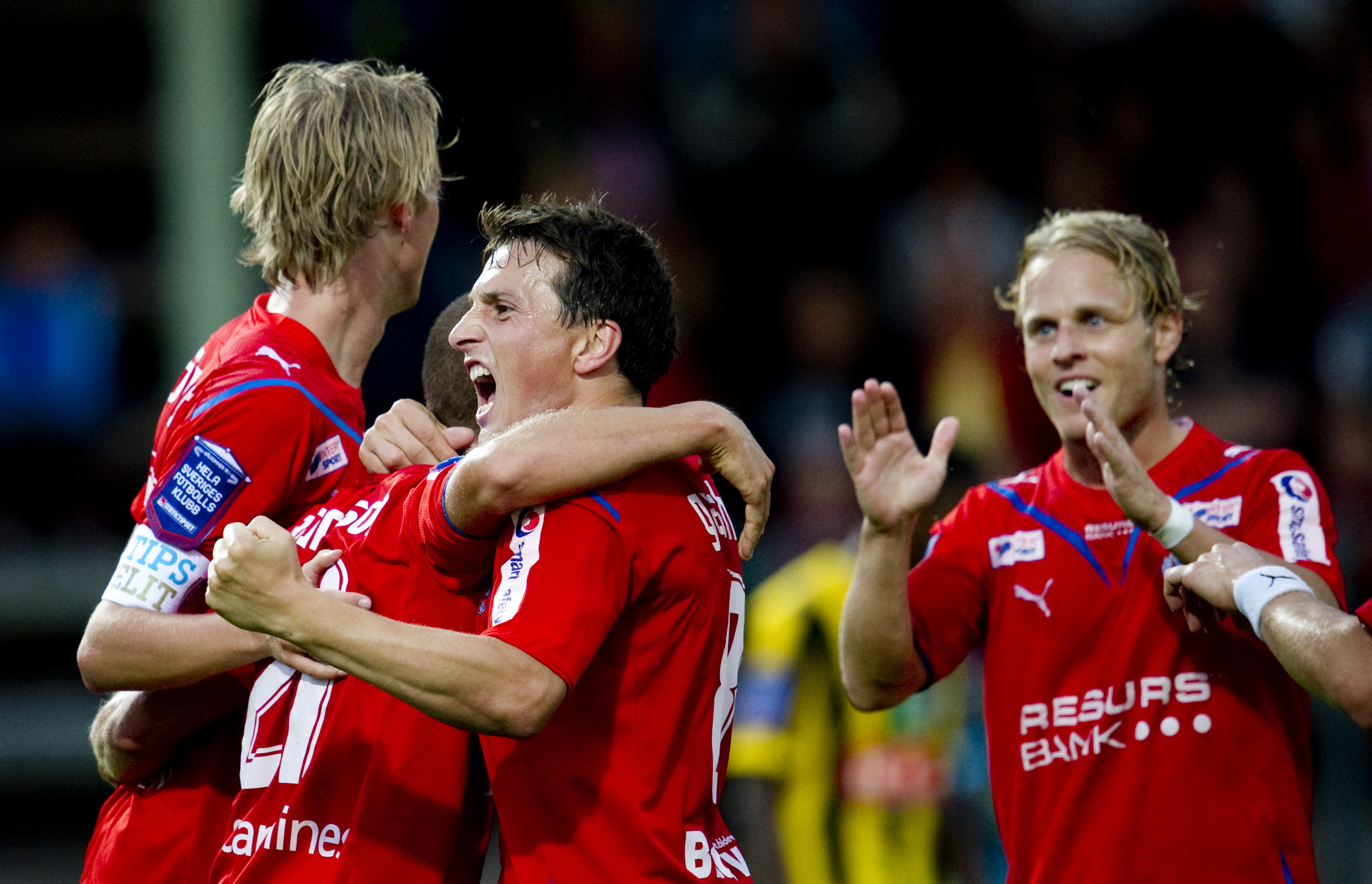 Helsingborg firar 1-1-målet.
