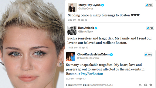 Många kändisar har delat med sig av sina tankar på Twitter. 