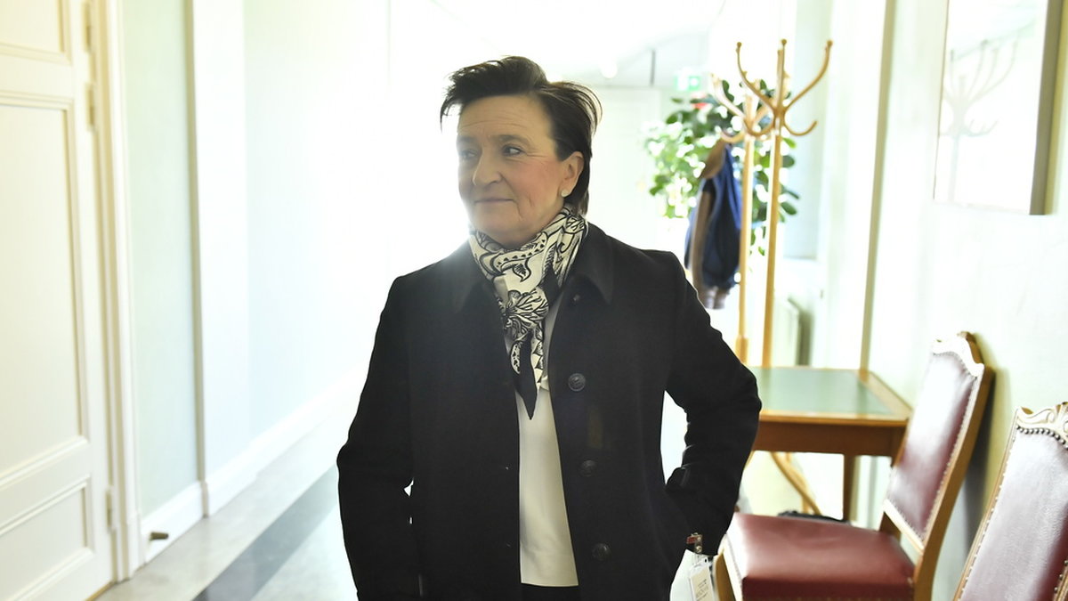 Monica Lingegård, vd för SJ, efter ett möte i riksdagens trafikutskott.