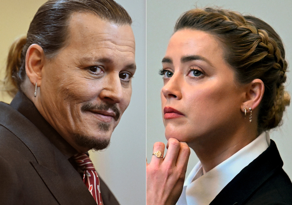 Johnny Depp och Amber Heard under den pågående rättegången.