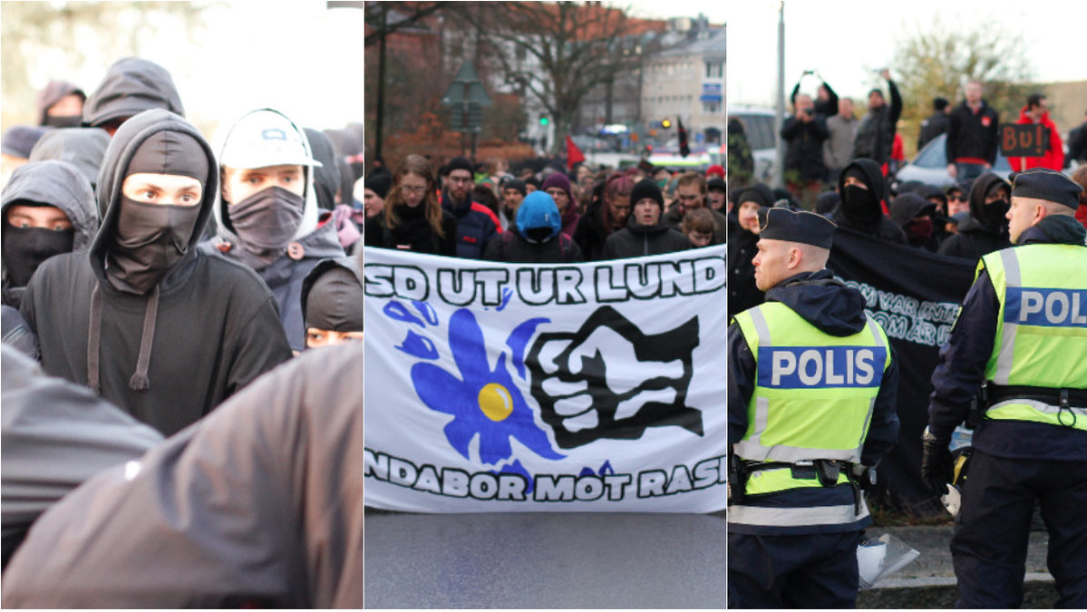 Hundratals personer demonstrerade mot SD i Lund på lördagen. 