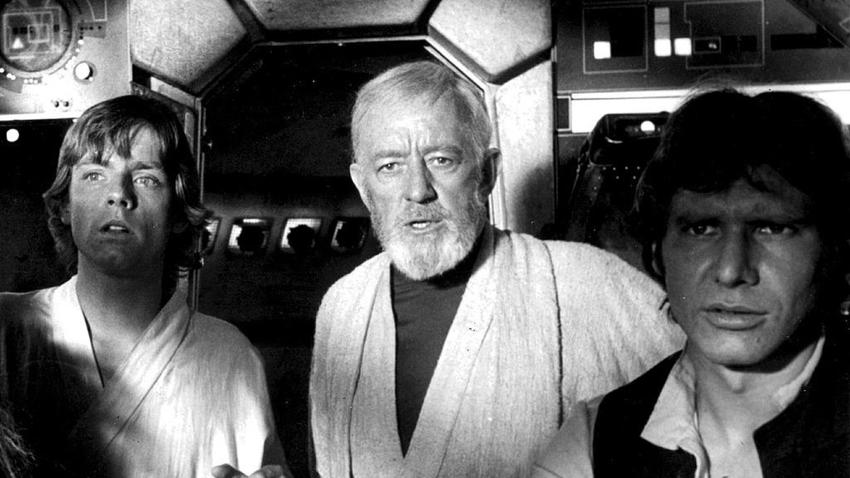 Luke, Obi-Wan och Han bredvid varandra
