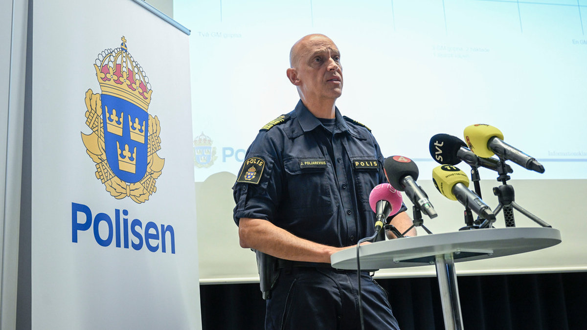 Jale Poljarevius, underrättelsechef region Mitt, under pressträff i förra veckan med anledning av den senaste tidens grova våldsdåd i Uppsala. Arkivbild.