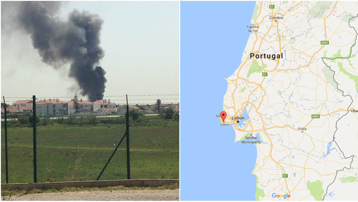 En flygkrasch ska ha skett vid lunchtid idag i närheten av kuststaden Cascais, väster om Lissabon i Portugal.