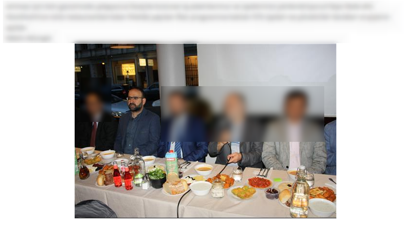 Mehmet Kaplan (Mp) var inbjuden av företagarföreningen Tumsiad Sverige för att vara med på en Iftar. På samma middag var Ilhan Senturk och Barbaros Leyani.