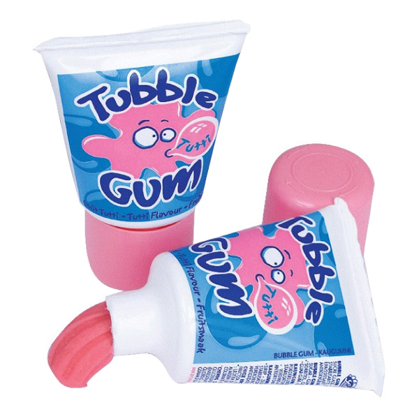 Tuggummi kom på tub. Tuggummi kom på tub.