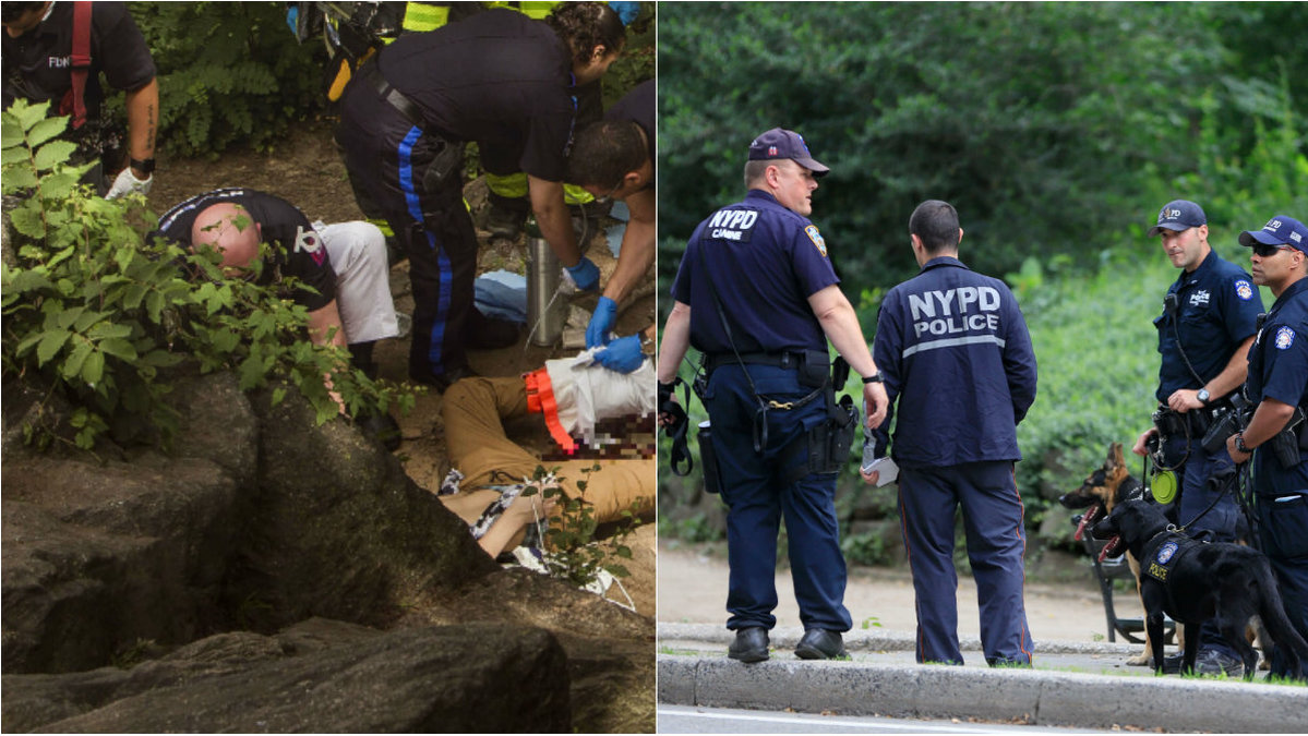 En 19-årig man uppges ha fått benet bortsprängt mitt i centrala New York.